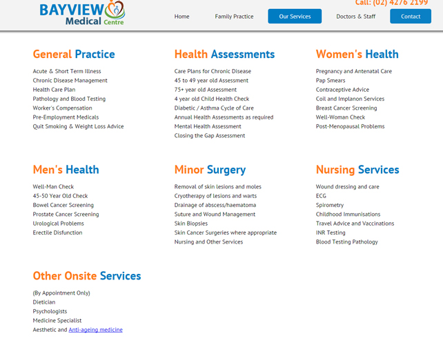 Website for Medical Centre